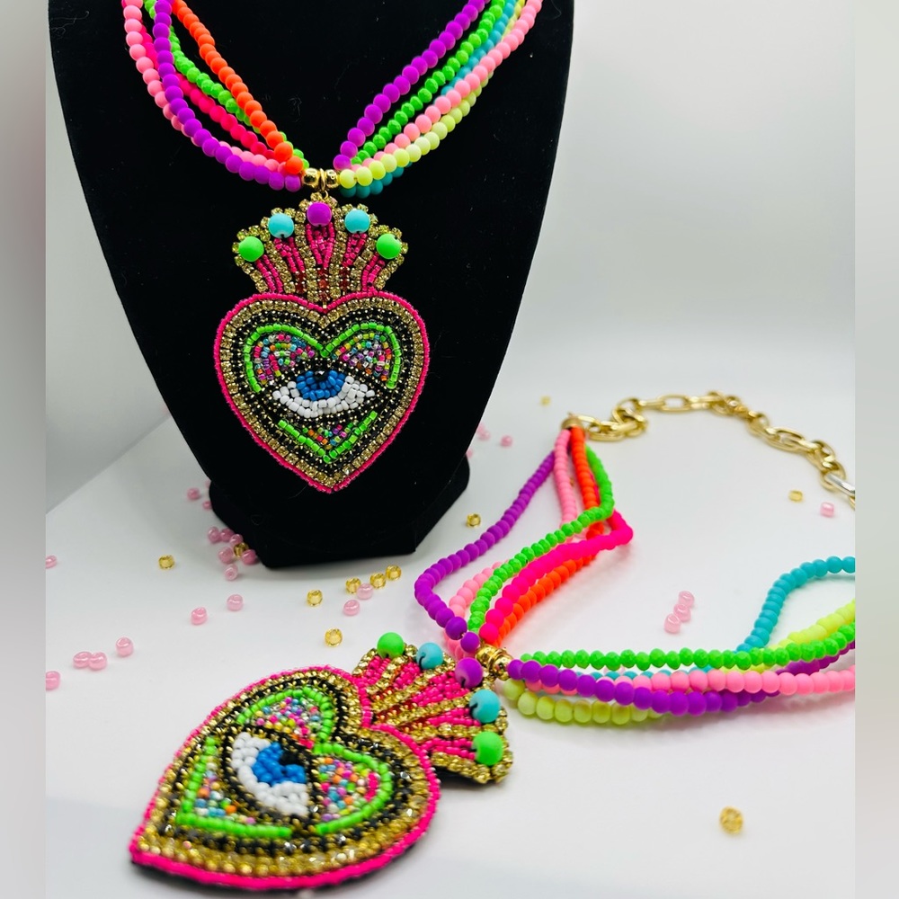 Heart evil eye necklace